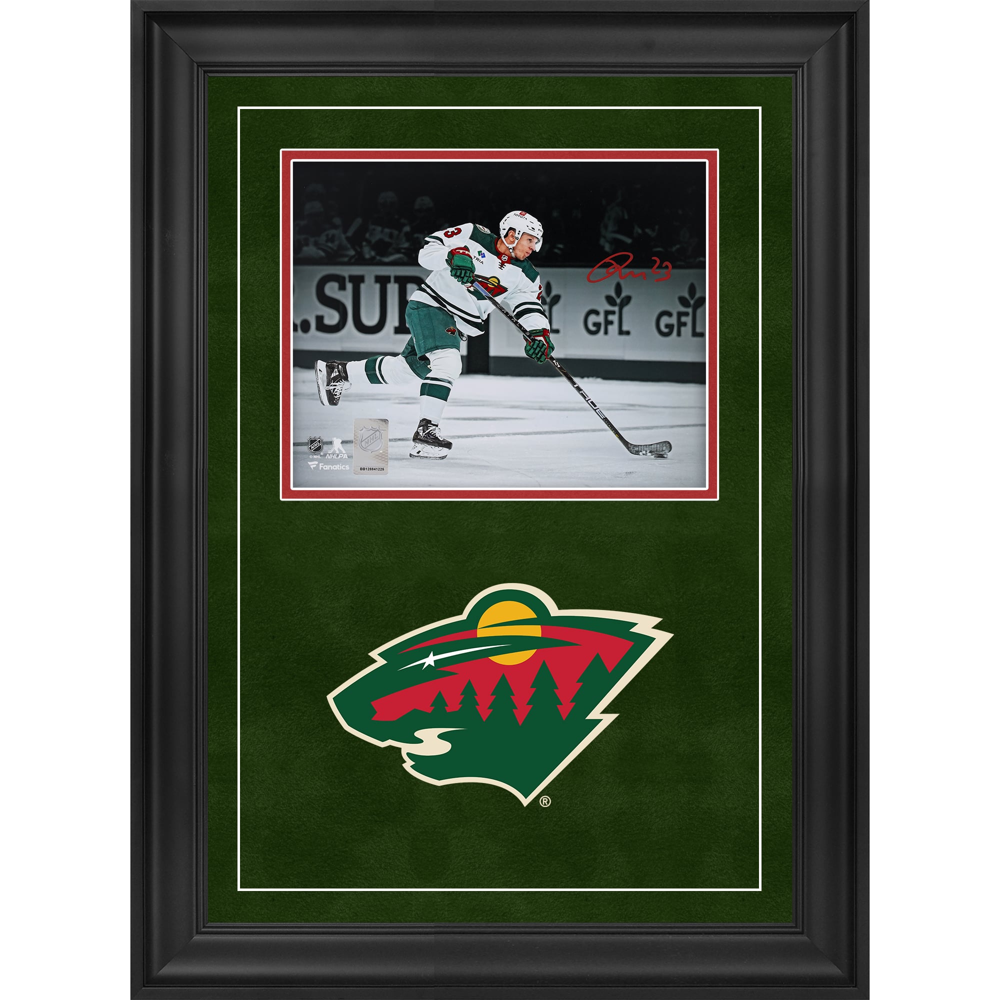 Marco Rossi Minnesota Wild Autographed Deluxe Framed 8" x 10" White Jersey Shooting Spotlight Photograph