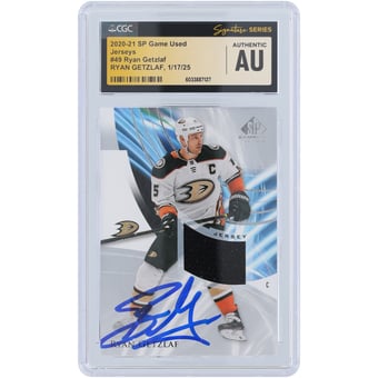 Ryan Getzlaf Anaheim Ducks Autographed 2020-21 Upper Deck SP Game Used Relic #49 CGC Fanatics Witnessed Authenticated Card
