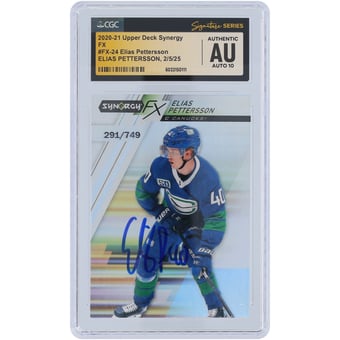 Elias Pettersson Vancouver Canucks Autographed 2020-21 Upper Deck Synergy FX #FX-24 #/749 CGC Fanatics Witnessed Authenticated Auto 10 Card