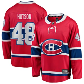 Men's Fanatics Lane Hutson Red Montreal Canadiens Home Breakaway Jersey
