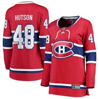 Women's Fanatics Lane Hutson Red Montreal Canadiens Home Breakaway Player Jersey
