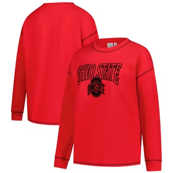 Women's Fanatics Scarlet Ohio State Buckeyes Plus Size Contrast Stitch Sweatshirt