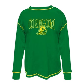 Women's Fanatics Green Oregon Ducks Plus Size Contrast Stitch Sweatshirt