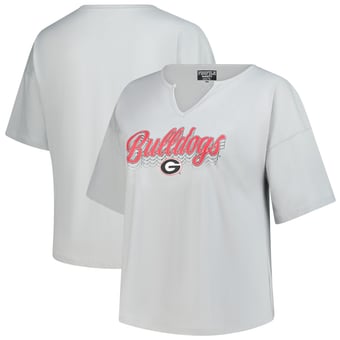 Women's Fanatics Gray Georgia Bulldogs Plus Size Winning Gear Notch Neck T-Shirt