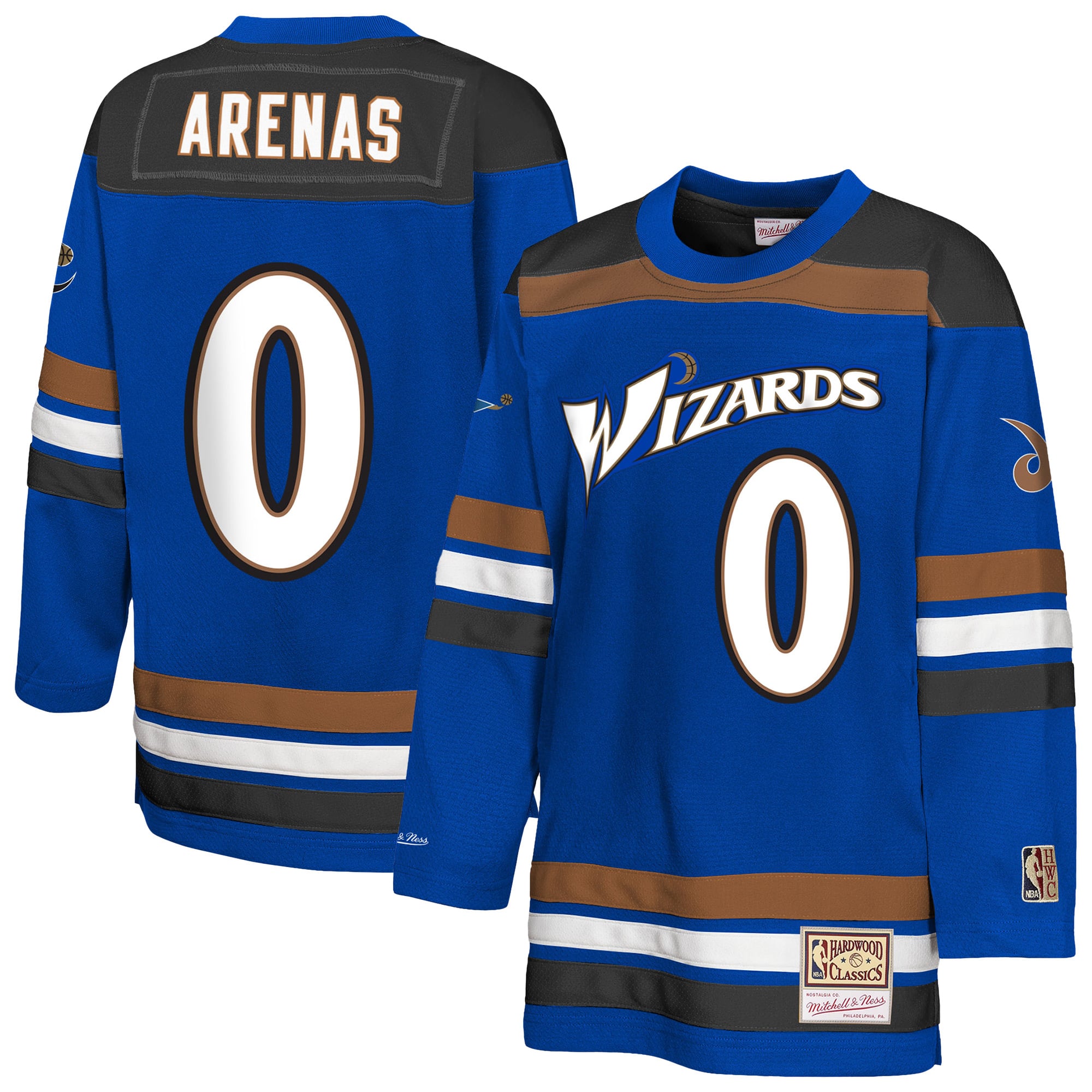 Youth Mitchell & Ness Gilbert Arenas Blue Washington Wizards Maxxed Out 2.0 Fashion Hockey Jersey