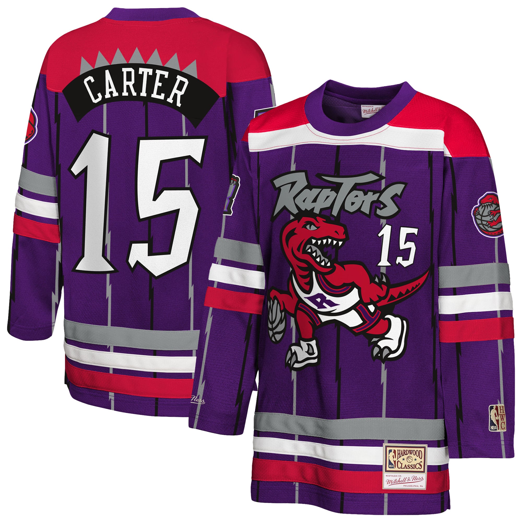 Youth Mitchell & Ness Vince Carter Purple Toronto Raptors Maxxed Out 2.0 Fashion Hockey Jersey