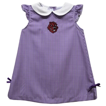 Infant Girls Vive La Fete Purple City College of New York Beavers Mini Check Pattern A-Line Dress