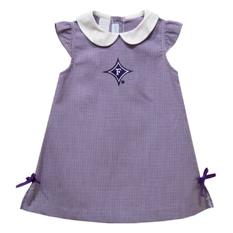 Infant Girls Vive La Fete Purple Furman Paladins Mini Check Pattern A-Line Dress