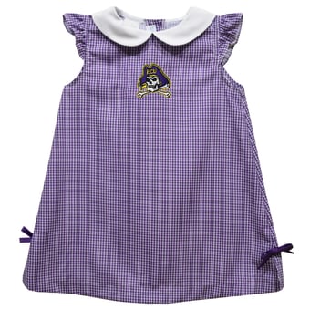 Infant Girls Vive La Fete Purple ECU Pirates Mini Check Pattern A-Line Dress