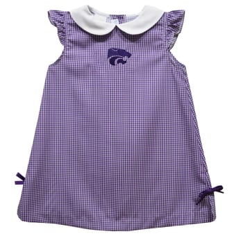 Infant Girls Vive La Fete Purple Kansas State Wildcats Mini Check Pattern A-Line Dress