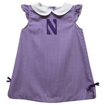 Infant Girls Vive La Fete Purple Northwestern Wildcats Mini Check Pattern A-Line Dress