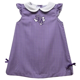 Infant Girls Vive La Fete Purple Stephen F Austin Lumberjacks Mini Check Pattern A-Line Dress