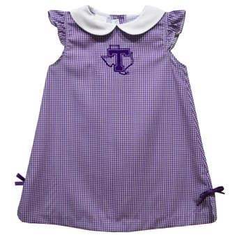 Infant Girls Vive La Fete Purple Tarleton State Texans Mini Check Pattern A-Line Dress