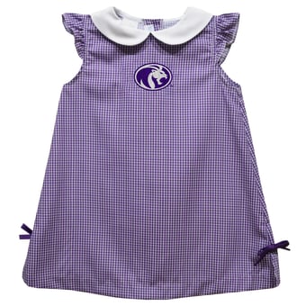 Infant Girls Vive La Fete Purple North Alabama Lions Mini Check Pattern A-Line Dress