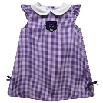 Infant Girls Vive La Fete Purple Central Arkansas Bears Mini Check Pattern A-Line Dress
