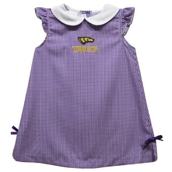 Infant Girls Vive La Fete Purple Wisconsin-Stevens Point Pointers Mini Check Pattern A-Line Dress