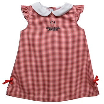 Toddler Girls Vive La Fete Red Clark Atlanta University Panthers Mini Check Pattern A-Line Dress