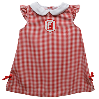 Toddler Girls Vive La Fete Red Bradley Braves Mini Check Pattern A-Line Dress