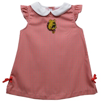 Toddler Girls Vive La Fete Crimson Ferris State Bulldogs Mini Check Pattern A-Line Dress