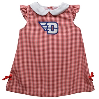 Toddler Girls Vive La Fete Red Dayton Flyers Mini Check Pattern A-Line Dress