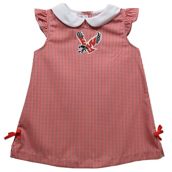 Toddler Girls Vive La Fete Red Eastern Washington Eagles Mini Check Pattern A-Line Dress