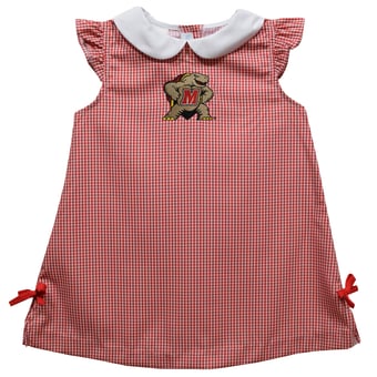 Toddler Girls Vive La Fete Red Maryland Terrapins Mini Check Pattern A-Line Dress