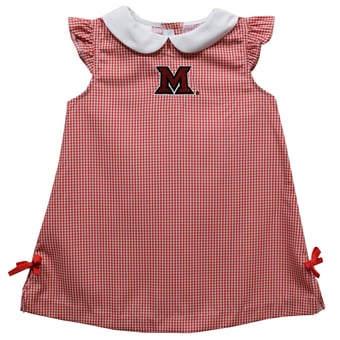 Toddler Girls Vive La Fete Red Miami University RedHawks Mini Check Pattern A-Line Dress