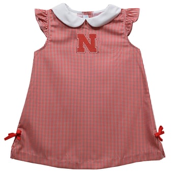 Toddler Girls Vive La Fete Red Nebraska Huskers Mini Check Pattern A-Line Dress