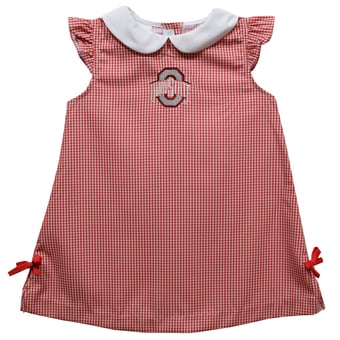Toddler Girls Vive La Fete Scarlet Ohio State Buckeyes Mini Check Pattern A-Line Dress