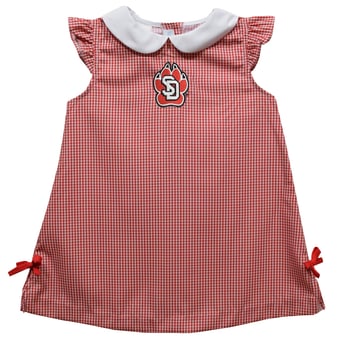 Toddler Girls Vive La Fete Red South Dakota Coyotes Mini Check Pattern A-Line Dress