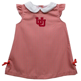 Toddler Girls Vive La Fete Red Utah Utes Mini Check Pattern A-Line Dress