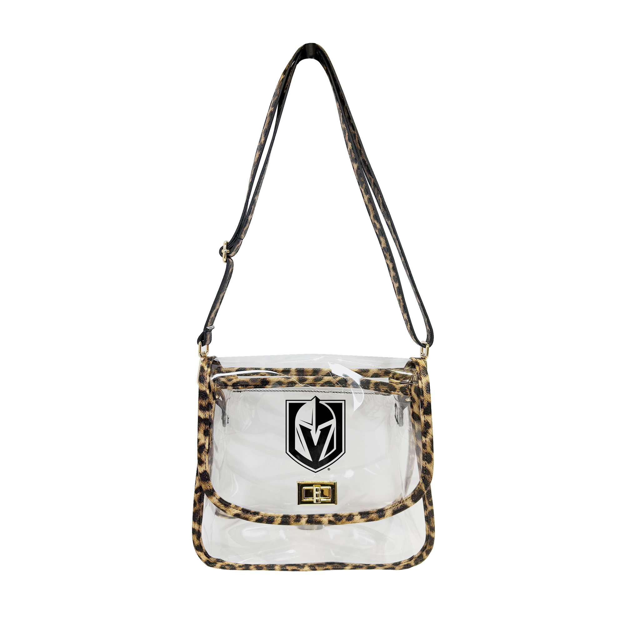 Logo Brands Vegas Golden Knights Leopard Print Trim Clear Purse