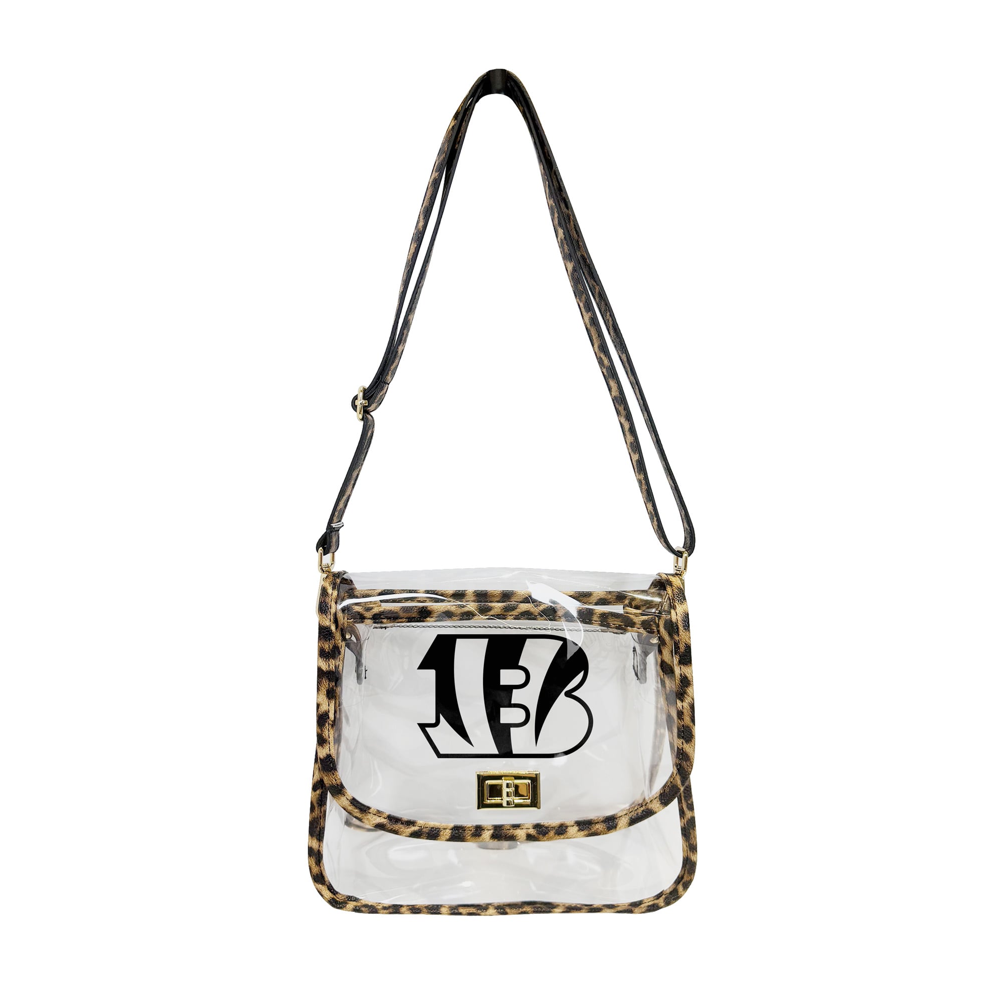 Logo Brands Cincinnati Bengals Leopard Print Trim Clear Purse