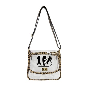Logo Brands Cincinnati Bengals Leopard Print Trim Clear Purse