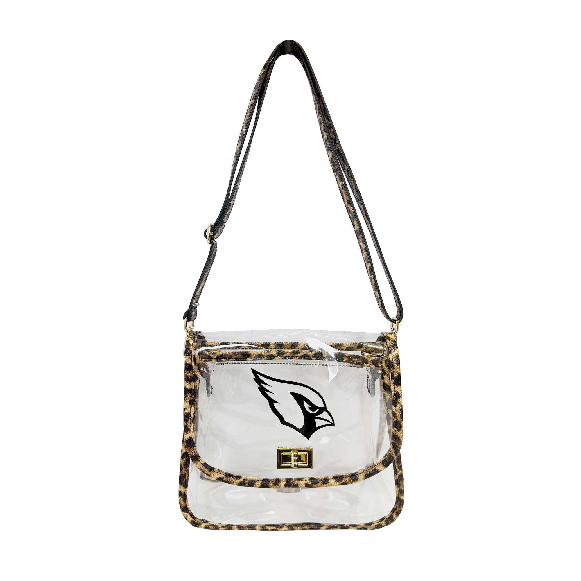 Logo Brands Arizona Cardinals Leopard Print Trim Clear Purse