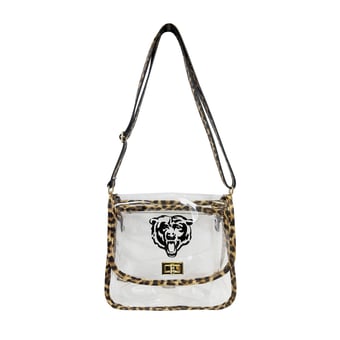 Logo Brands Chicago Bears Leopard Print Trim Clear Purse