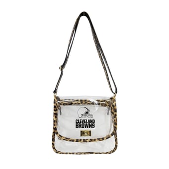 Logo Brands Cleveland Browns Leopard Print Trim Clear Purse