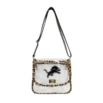 Logo Brands Detroit Lions Leopard Print Trim Clear Purse