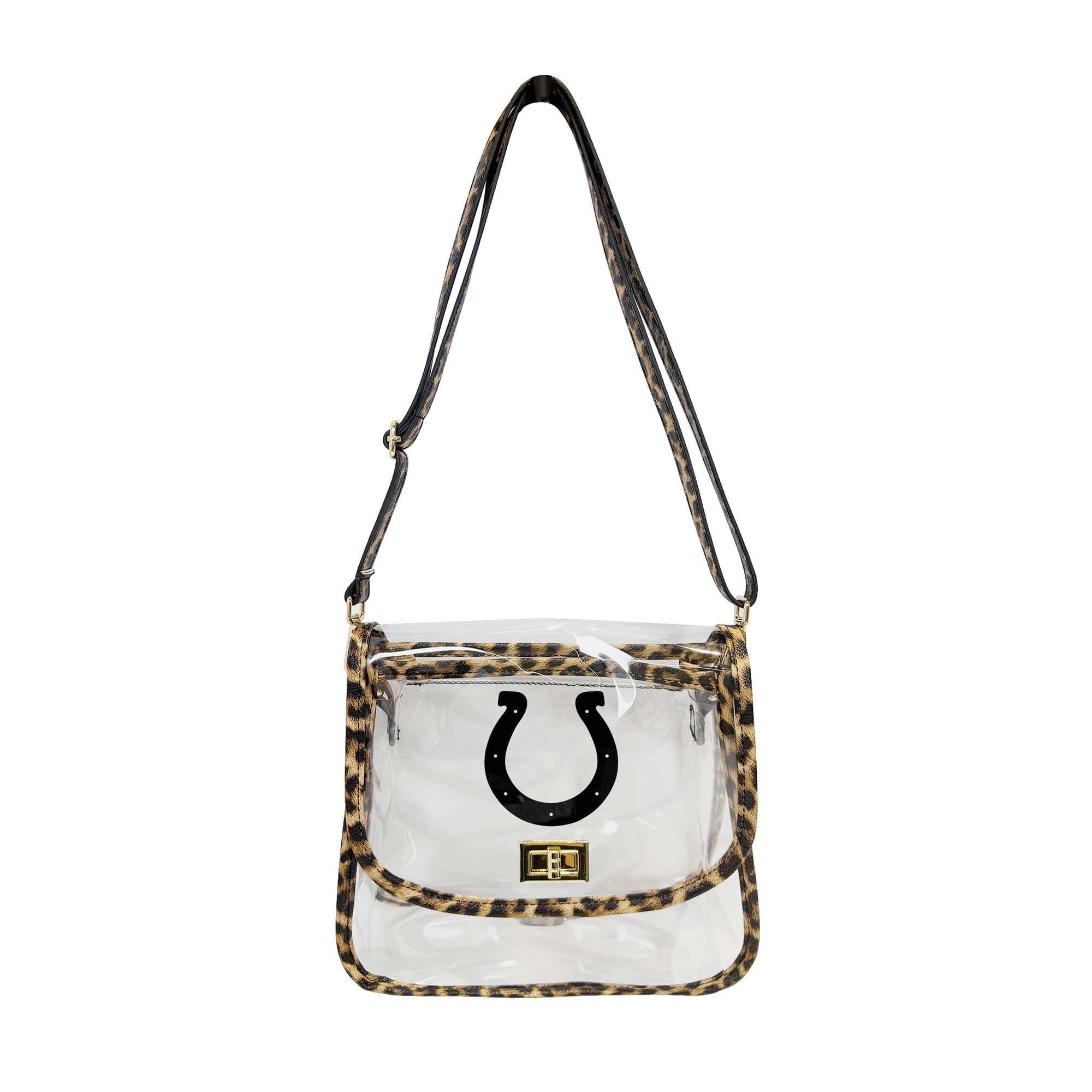 Logo Brands Indianapolis Colts Leopard Print Trim Clear Purse