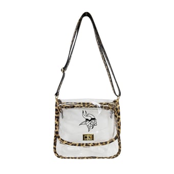Logo Brands Minnesota Vikings Leopard Print Trim Clear Purse