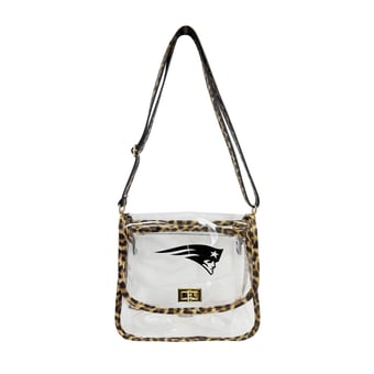 Logo Brands New England Patriots Leopard Print Trim Clear Purse