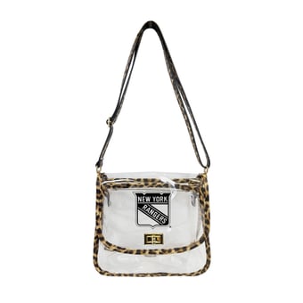 Logo Brands New York Rangers Leopard Print Trim Clear Purse