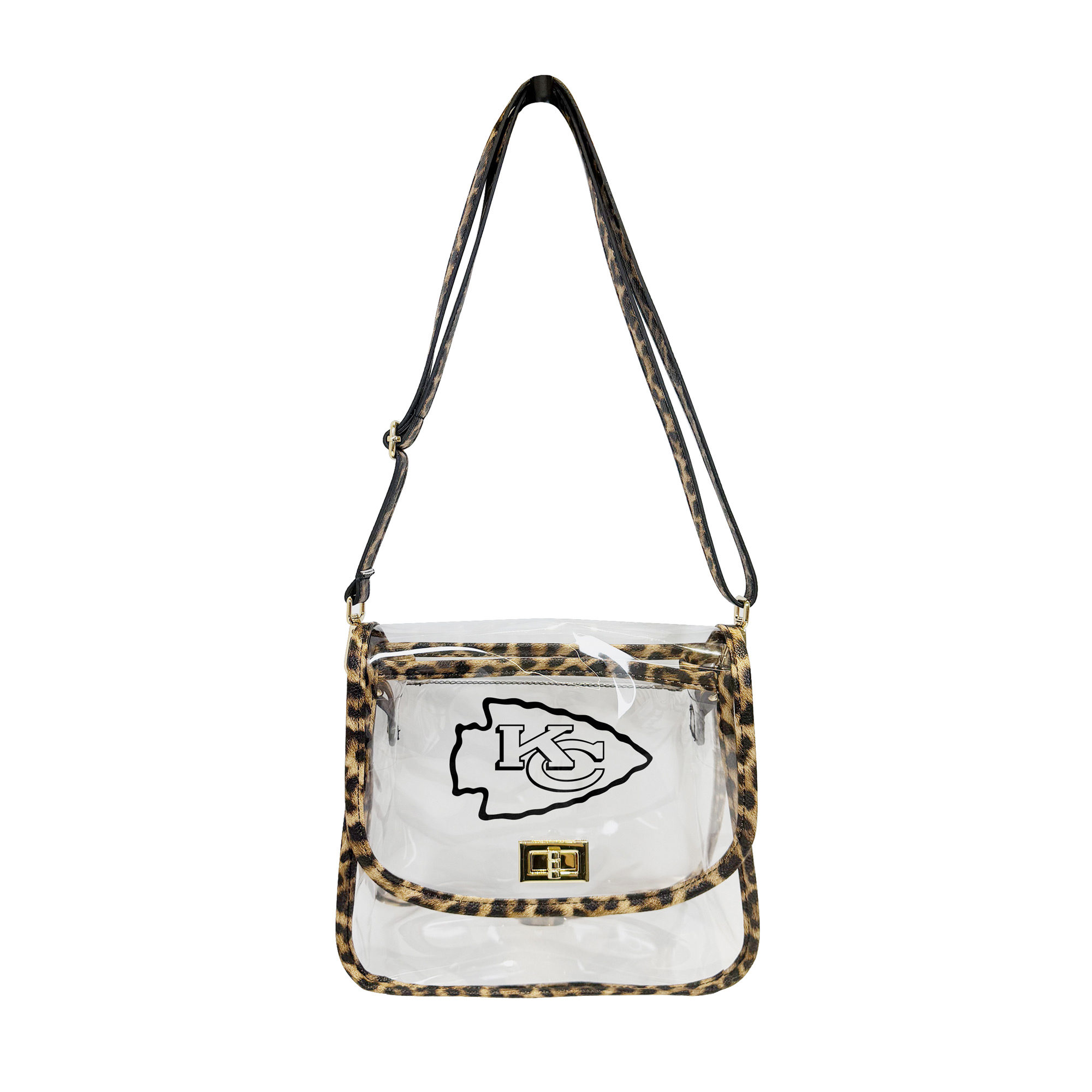 Logo Brands Kansas City Chiefs Leopard Print Trim Clear Purse