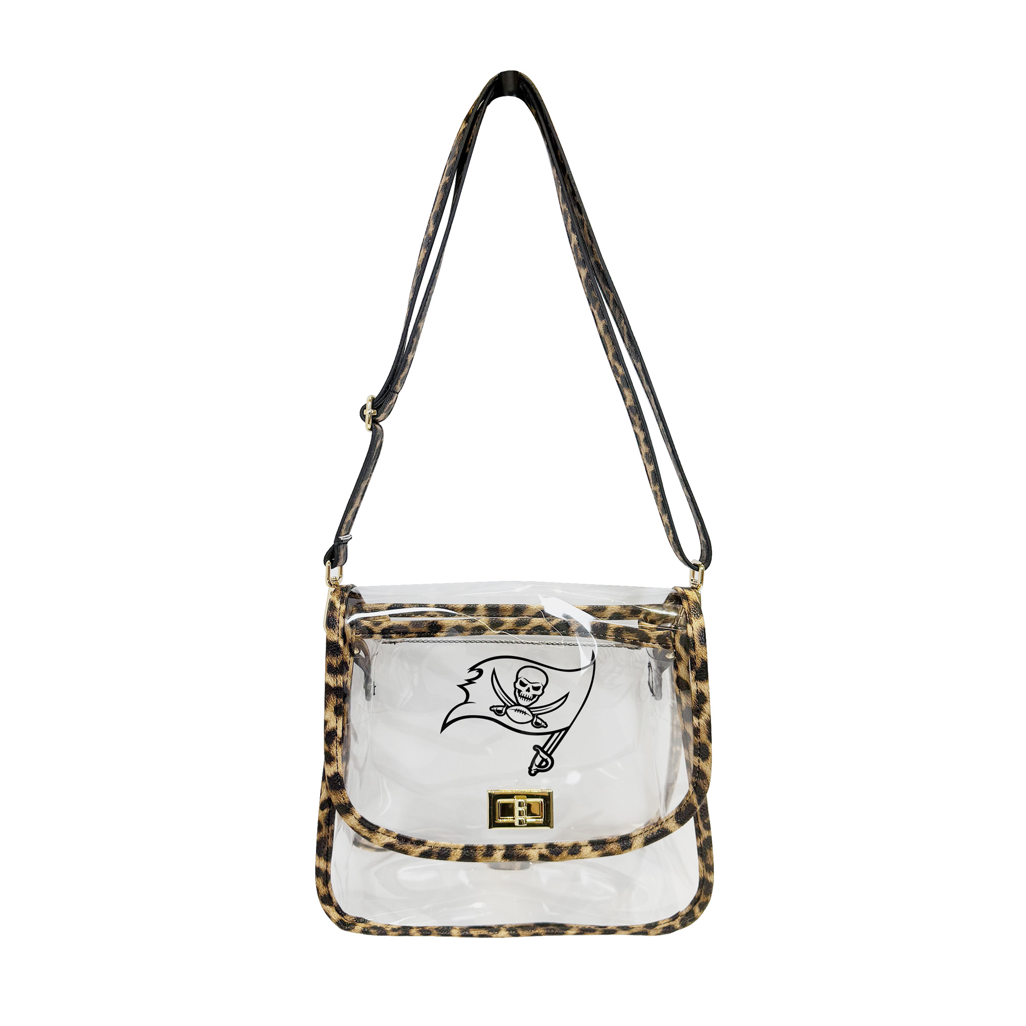 Logo Brands Tampa Bay Buccaneers Leopard Print Trim Clear Purse