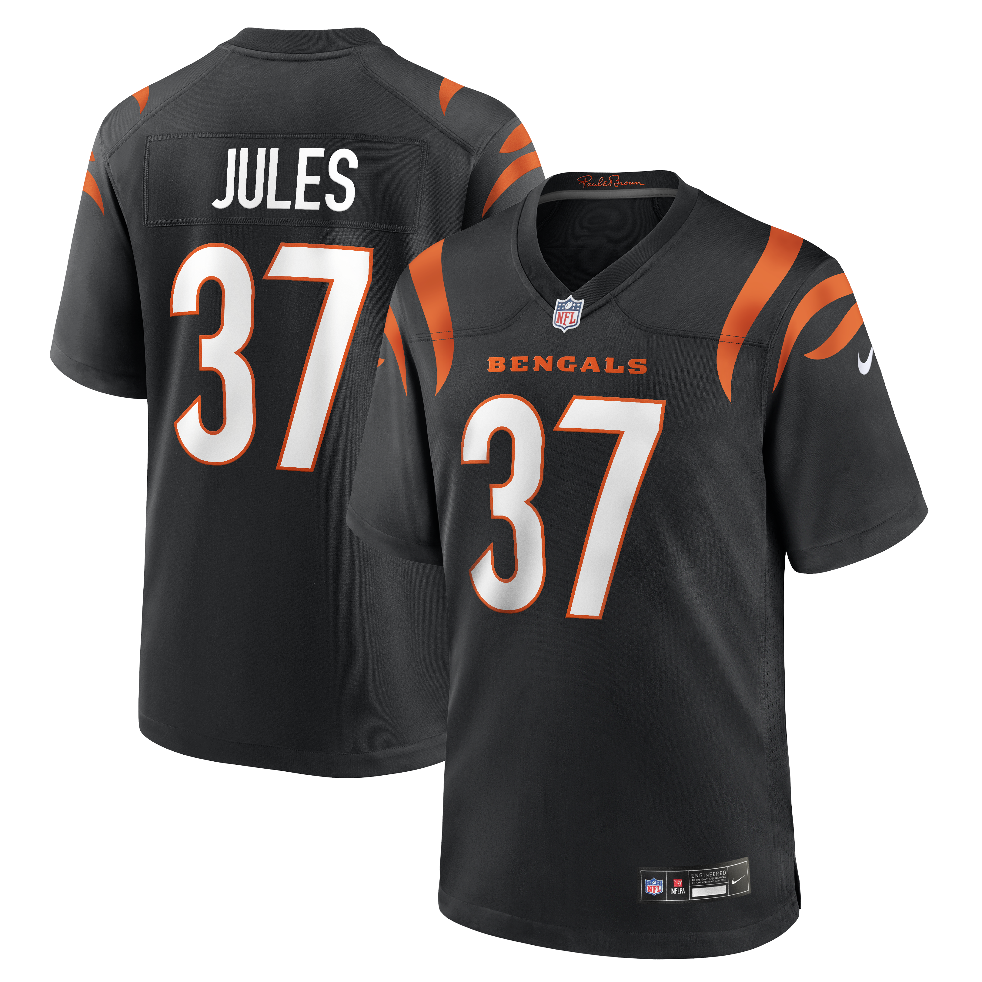 Men's Nike P.J. Jules Black Cincinnati Bengals Game Player Jersey