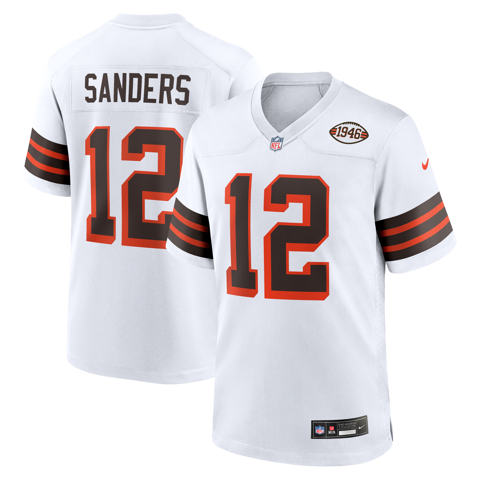 Men's Nike Shedeur Sanders White Cleveland Browns 2025 NFL Draft 2nd Alternate Game Jersey