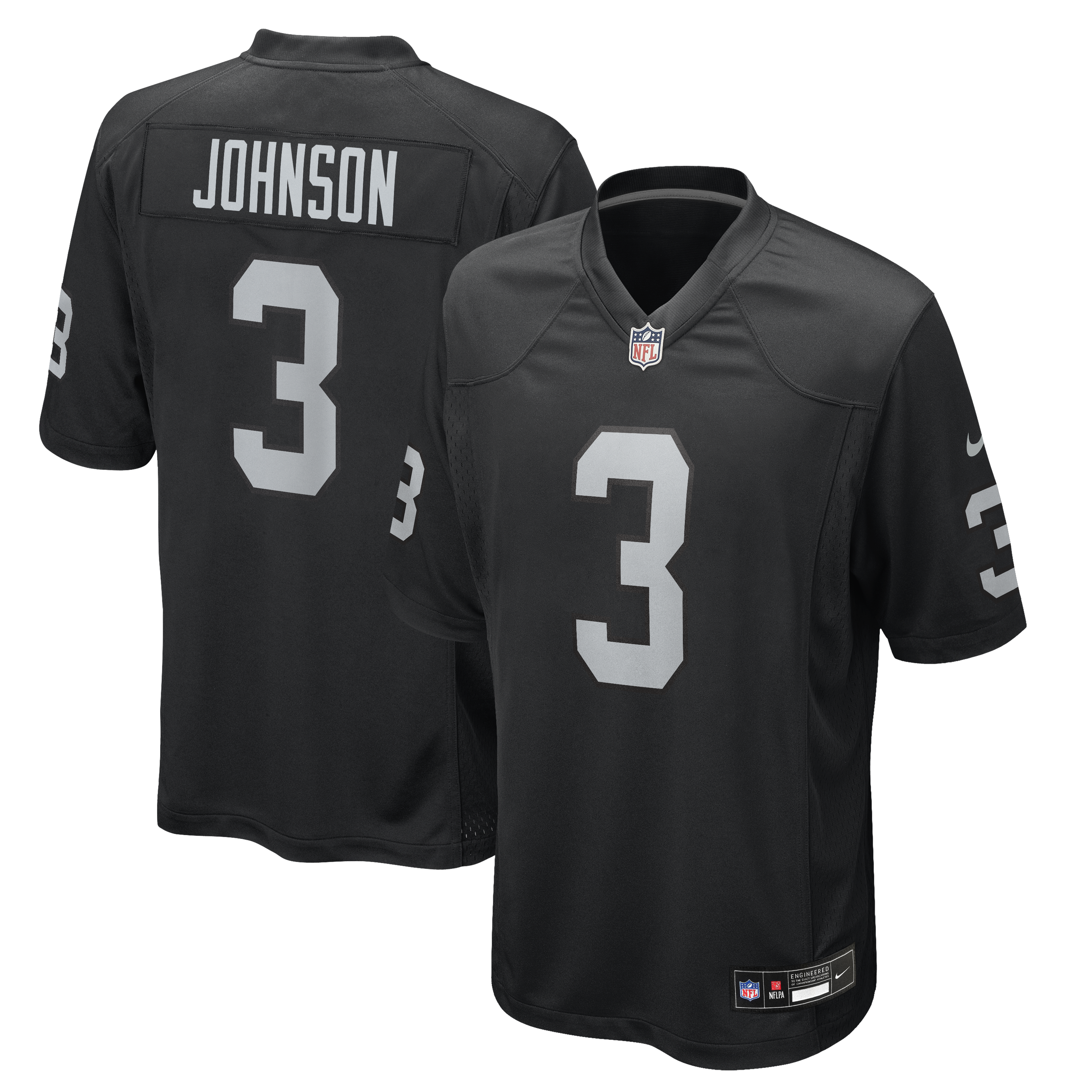 Men's Nike Taron Johnson Black Las Vegas Raiders Team Game Jersey