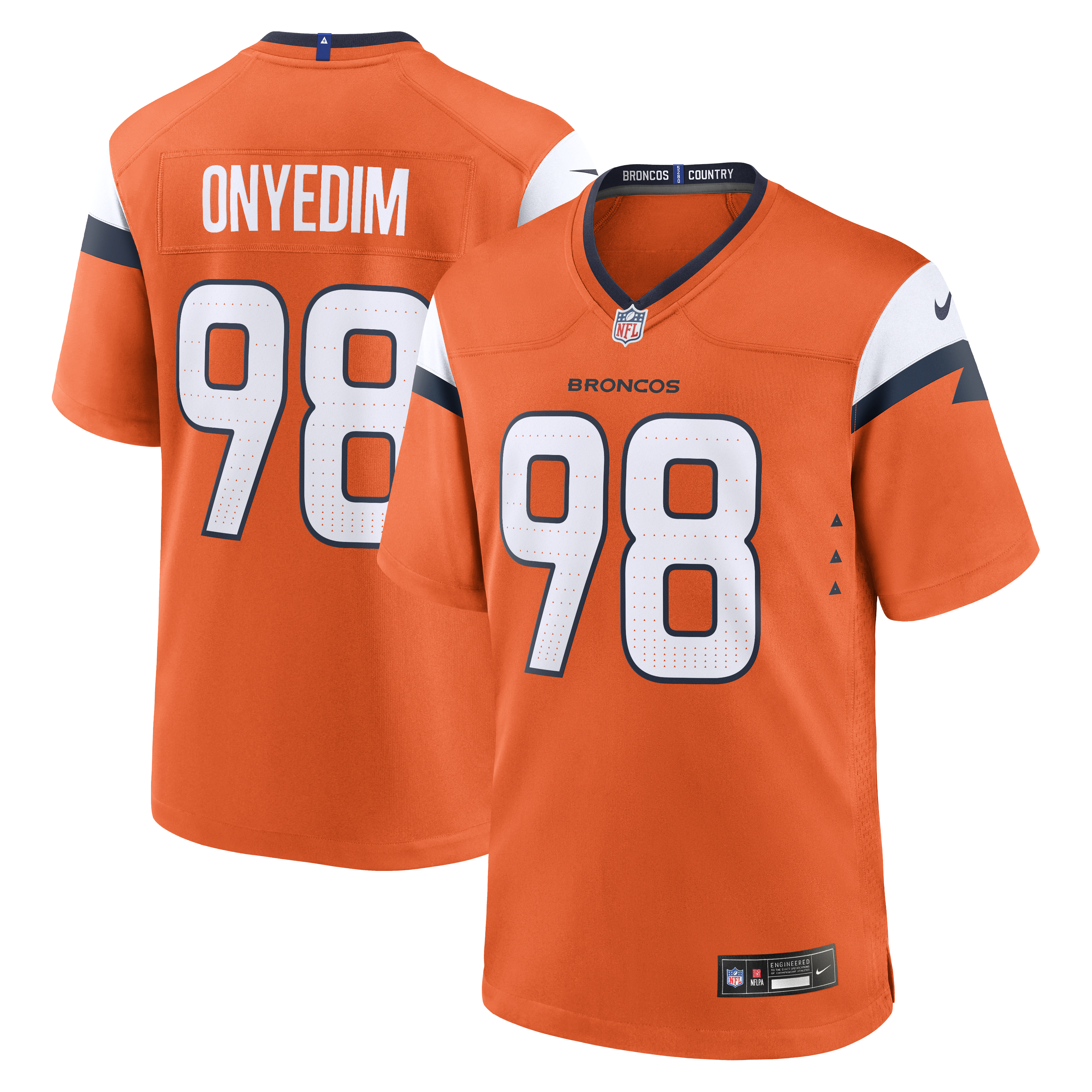 Men's Nike Tyler Onyedim Orange Denver Broncos Game Jersey