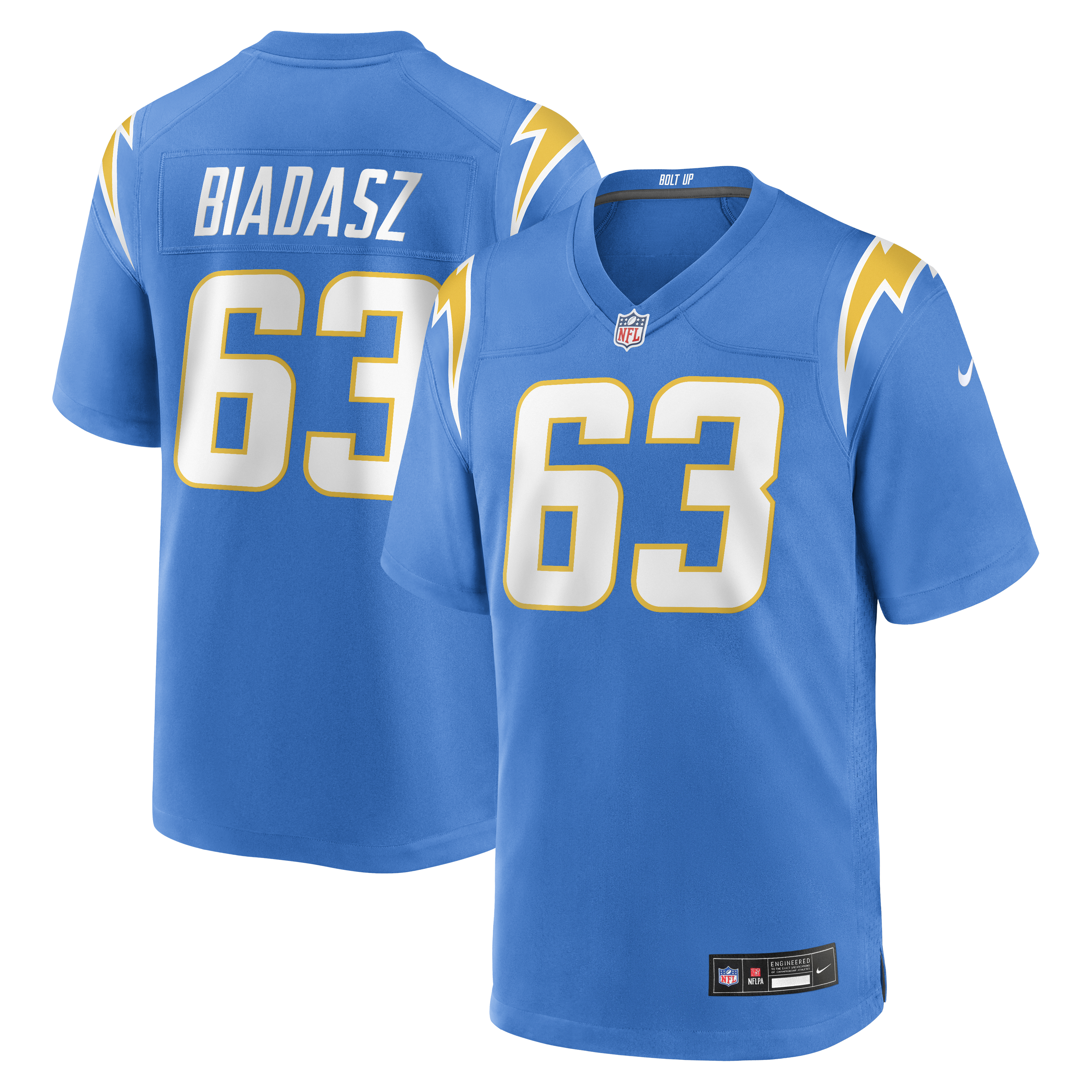 Men's Nike Tyler Biadasz  Powder Blue Los Angeles Chargers Team Game Jersey