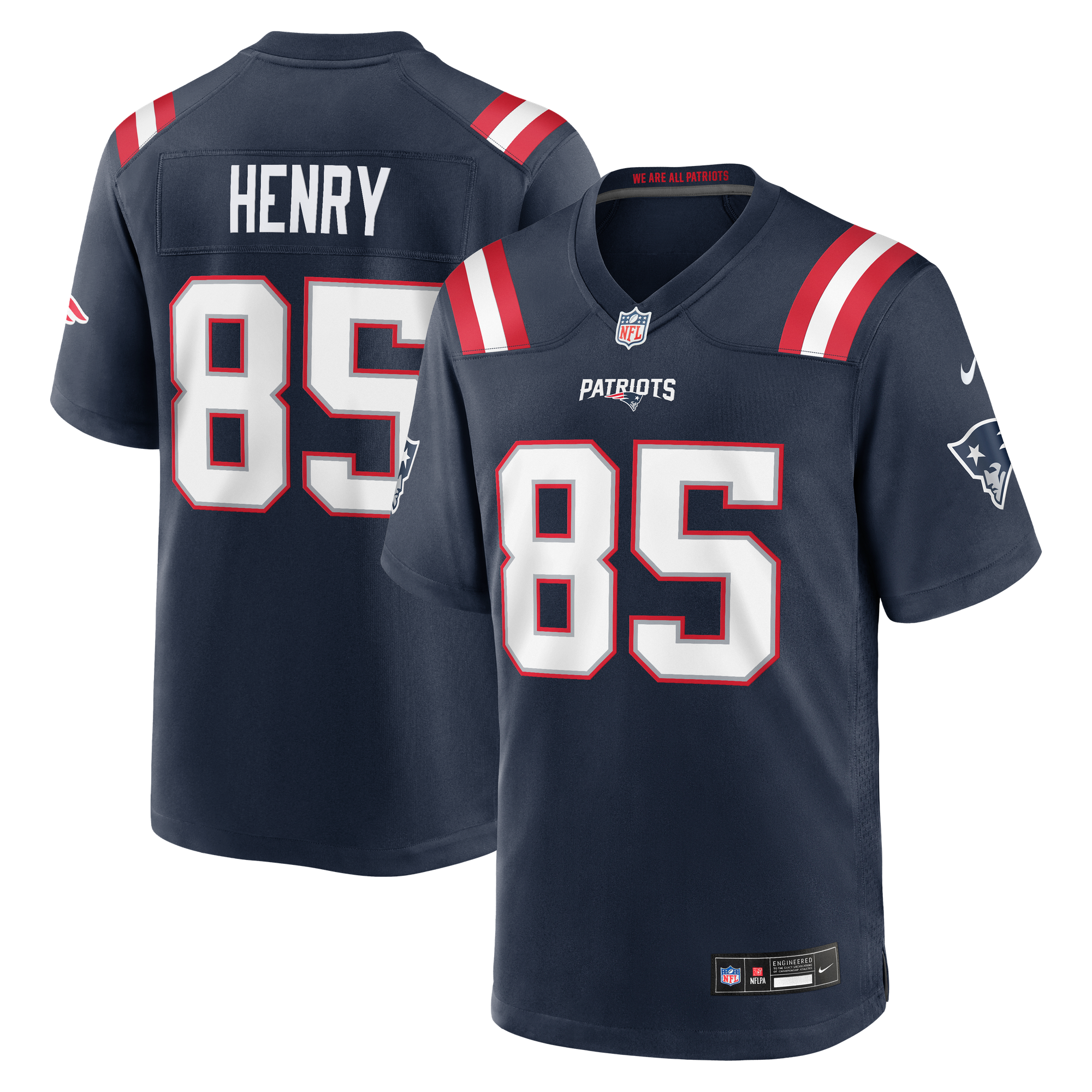 Maglia da gioco Nike Hunter Henry da uomo, blu navy, dei New England Patriots